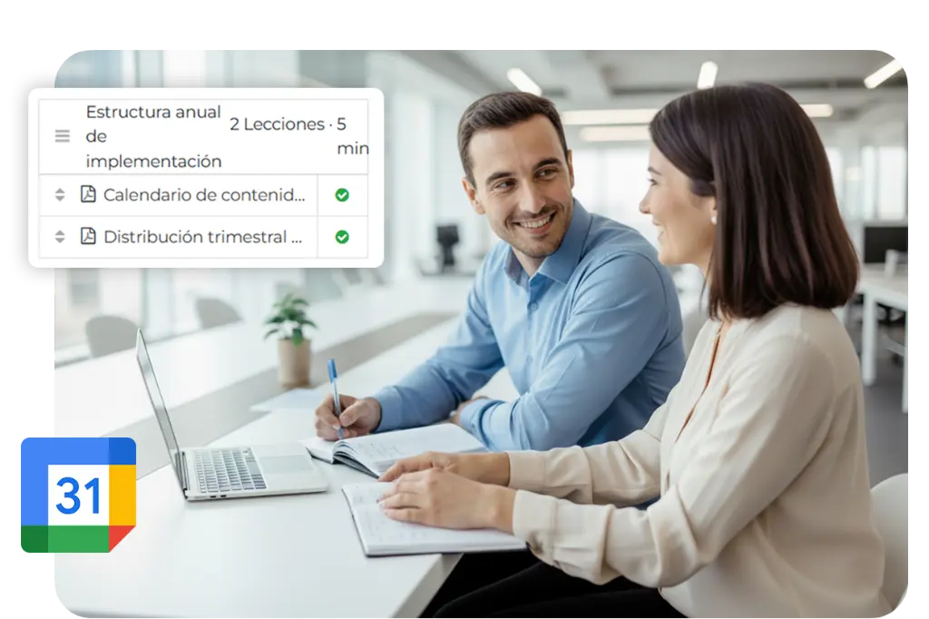 Equipo de empresa trabajando con la plataforma de bienestar corporativo en el área de organización
