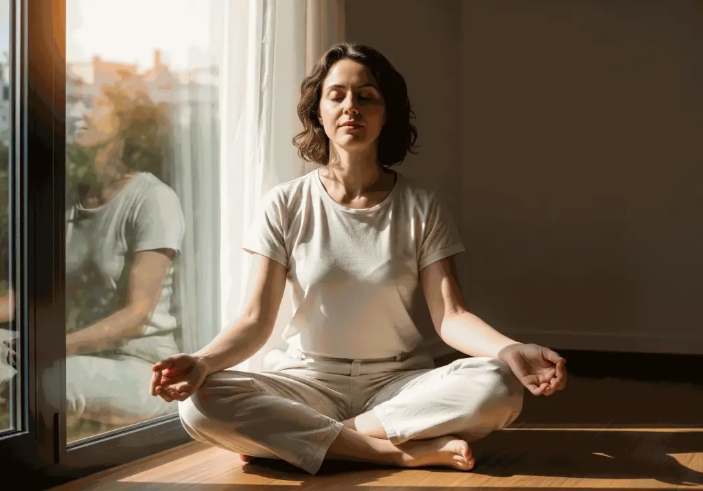 Mujer ayudando a su autoconcepto con la atención plena